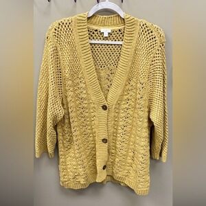 J. Jill Open Knit Cardigan -Tan XL